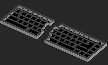 screenshot of a 3d modeled prototype of split keyboard